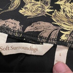 Soft Surroundings Black and Gold Floral pant